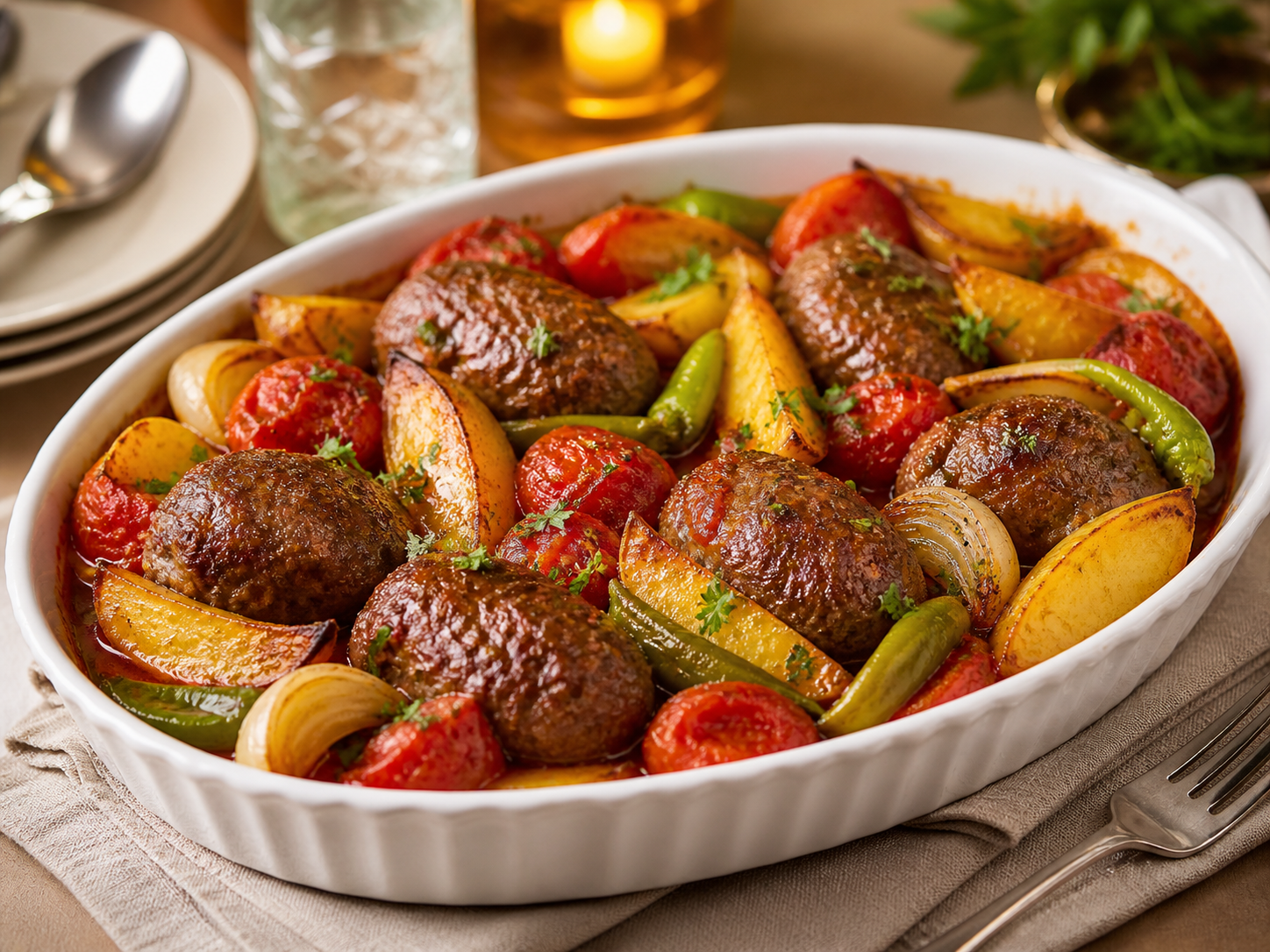 İzmir Köftesi aus dem Backofen – türkische Frikadellen mit Kartoffeln